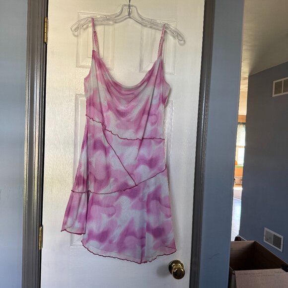 Forever 21 Dresses & Skirts - Forever 21 Size XL Pink Spaghetti Strap Sun Dress Adj Straps Asymmetrical Bottom